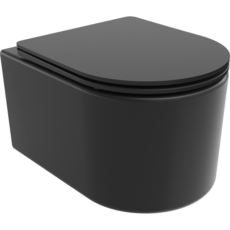 Mexen Sofia Rimless toilet bowl with a slim soft close toilet seat, Thermosetting polymer, Black matt - 30541085
