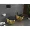 Mexen Lena rimless WC bowl with slim soft-close seat, duroplast, matte black/gold - 30224076