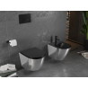 Mexen Lena Rimless Toilet Bowl with Soft-Close Slim Seat, Duroplast, Matte Black/Silver - 30224074
