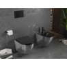 Mexen Lena Rimless Toilet Bowl with Slim Soft-Close Seat, Duroplast, Black Matte/Silver Scale Pattern - 30224072