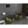 Mexen Lena Rimless toilet bowl with a slim soft close toilet seat, duroplast, Black matt/gold scales pattern - 30224078
