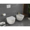 Mexen Lena Rimless WC bowl with slim soft-close seat, duroplast, white/gold check pattern - 30224009