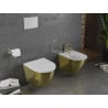 Mexen Lena Rimless WC Bowl with Soft-Close Slim Seat, Duroplast, White/Gold Scale Pattern - 30224008