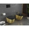 Mexen Lena rimless toilet bowl with soft-close slim seat, duroplast, matte black/gold line pattern - 30224077
