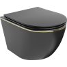 Mexen Lena Rimless WC bowl with slim soft-close duroplast seat, black matte/gold line - 30224075