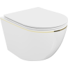 Mexen Lena Rimless toilet bowl with a slim soft close toilet seat, duroplast, white/gold line - 30224005