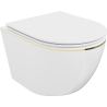 Mexen Lena rimless toilet bowl with soft-close slim seat, duroplast, white/gold line - 30224005