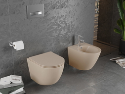 Mexen Lena Rimless toilet bowl with a slim soft close toilet seat, duroplast, Cappucino matt - 30224064
