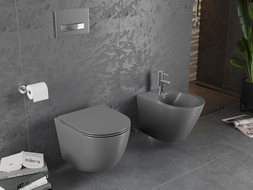 Mexen Lena Rimless WC Bowl with Slim Soft-Close Seat, Duroplast, Dark Gray Matte - 30224071