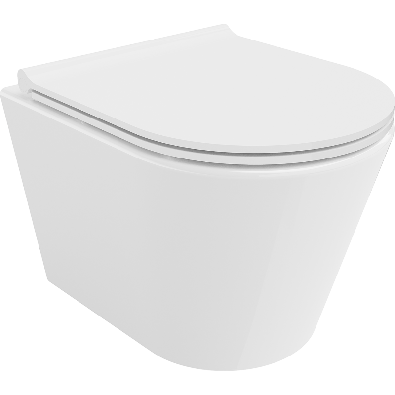 Mexen Rico rimless toilet bowl with soft-close slim seat, duroplast, glossy white - 30720500