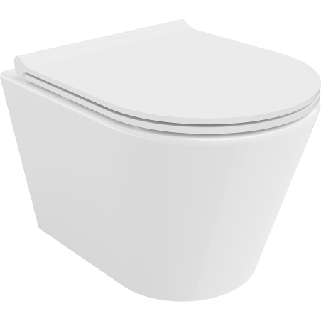 Mexen Rico Rimless toilet bowl with a slim soft close toilet seat, Thermosetting polymer, White - 30720500