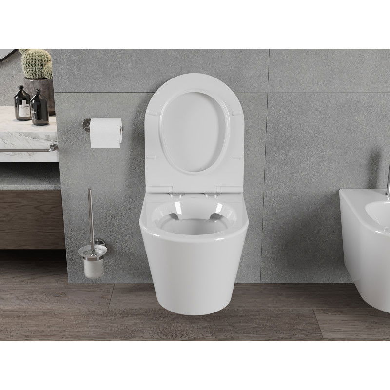 Mexen Rico rimless toilet bowl with soft-close slim seat, duroplast, glossy white - 30720500