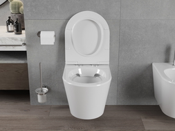 Mexen Rico Rimless toilet bowl with a slim soft close toilet seat, Thermosetting polymer, White - 30720500
