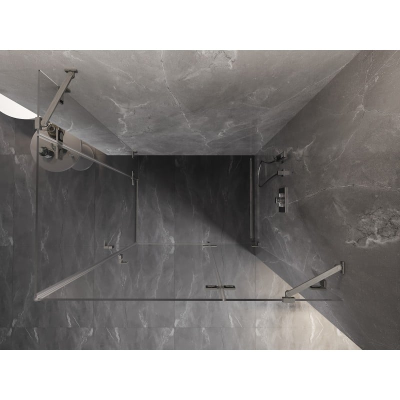 Mexen Lunar Duo right-hinged shower cabin 80 x 75 cm, transparent, brushed nickel - 834-080P-075L-97-00