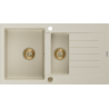 Mexen Matias 1.5-compartment granite sink with a drip tray 900 x 505 mm, Beige, siphon Gold - 6502901505-69-G