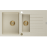 Mexen Matias Granite Sink 1.5 Bowl with Drainer 900 x 505 mm, Beige, Gold Siphon - 6502901505-69-G