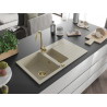 Mexen Matias 1.5-bowl granite sink with drainer 900 x 505 mm, beige, gold siphon - 6502901505-69-G