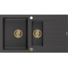 Mexen Matias 1.5-compartment granite sink with a drip tray 900 x 505 mm, spotted black, siphon Gold - 6502901505-76-G