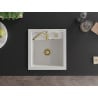 Mexen Vito Granite Sink 1-Bowl 520 x 490 mm, White, Gold Siphon - 6503521000-20-G