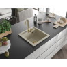 Mexen Vito granite sink 1-bowl 520 x 490 mm, beige, gold siphon - 6503521000-69-G