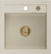 Mexen Vito 1-compartment granite sink 520 x 490 mm, Beige, siphon Gold - 6503521000-69-G