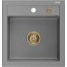 Mexen Vito granit kitchen sink 1-bowl 520 x 490 mm, gray, gold siphon - 6503521000-71-G