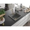 Mexen Vito granit kitchen sink 1-bowl 520 x 490 mm, gray, gold siphon - 6503521000-71-G