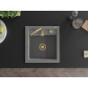 Mexen Vito granit kitchen sink 1-bowl 520 x 490 mm, gray, gold siphon - 6503521000-71-G