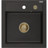 Mexen Vito 1-compartment granite sink 520 x 490 mm, Black/Gold metallic, siphon Gold - 6503521000-75-G