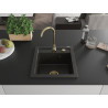 Mexen Vito Granit kitchen sink 1-bowl 520 x 490 mm, black/golden metallic, golden siphon - 6503521000-75-G