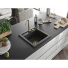 Mexen Vito granite sink 1-bowl 520 x 490 mm, black speckled, gold siphon - 6503521000-76-G