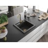 Mexen Vito granite sink single-bowl 520 x 490 mm, speckled black, gold siphon - 6503521000-76-G