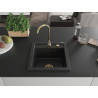 Mexen Vito granite kitchen sink 1-bowl 520 x 490 mm, black, gold siphon - 6503521000-77-G
