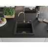 Mexen Vito granite single-bowl sink 520 x 490 mm, black, golden siphon - 6503521000-77-G