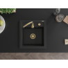 Mexen Vito granite kitchen sink 1-bowl 520 x 490 mm, black, gold siphon - 6503521000-77-G
