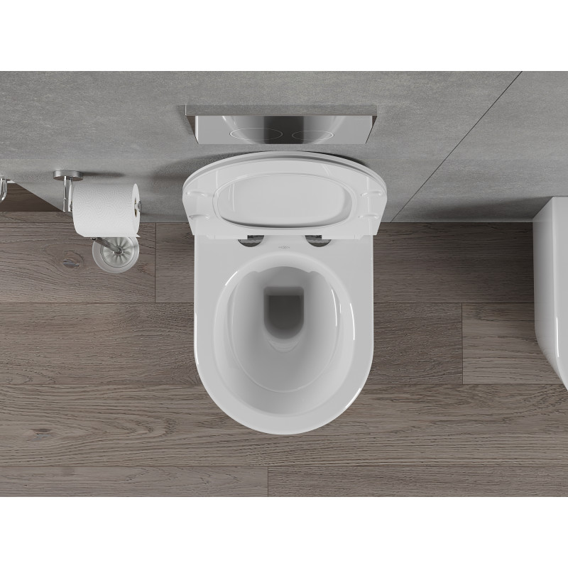 Mexen Rico rimless WC bowl with a soft-close slim seat, duroplast, glossy white - 30720100
