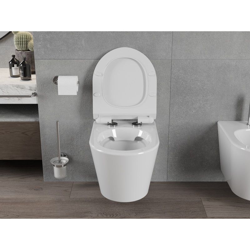 Mexen Rico rimless WC bowl with a soft-close slim seat, duroplast, glossy white - 30720100