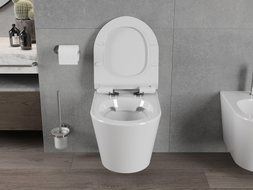 Mexen Rico rimless WC bowl with a soft-close slim seat, duroplast, glossy white - 30720100