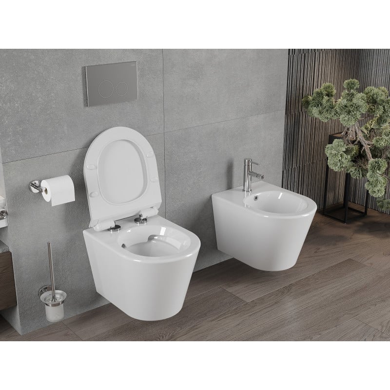 Mexen Rico Rimless WC Bowl with Soft-Close Slim Seat, Duroplast, White Gloss - 30720100