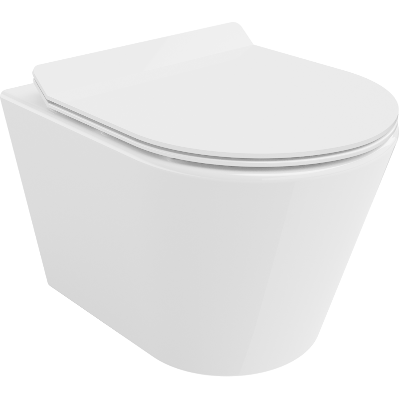 Mexen Rico Rimless toilet bowl with a slim soft close toilet seat, Thermosetting polymer, White - 30720100