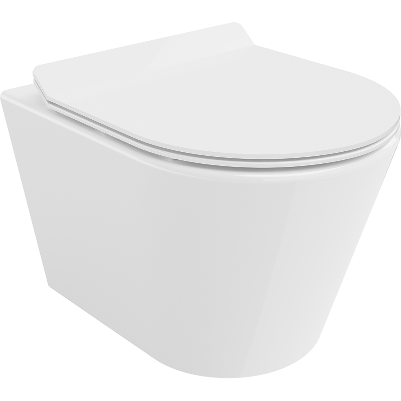 Mexen Rico Rimless WC Bowl with Soft-Close Slim Seat, Duroplast, White Gloss - 30720100
