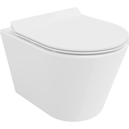 Mexen Rico rimless WC bowl with a soft-close slim seat, duroplast, glossy white - 30720100