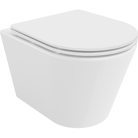 Mexen Rico Rimless toilet bowl with a slim soft close toilet seat, Thermosetting polymer, White - 30720300