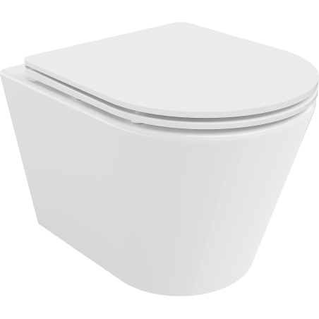 Mexen Rico Rimless WC Bowl with Soft-Close Slim Seat, Duroplast, White Gloss - 30720300