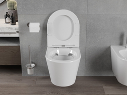 Mexen Rico Rimless toilet bowl with a slim soft close toilet seat, Thermosetting polymer, White - 30720300