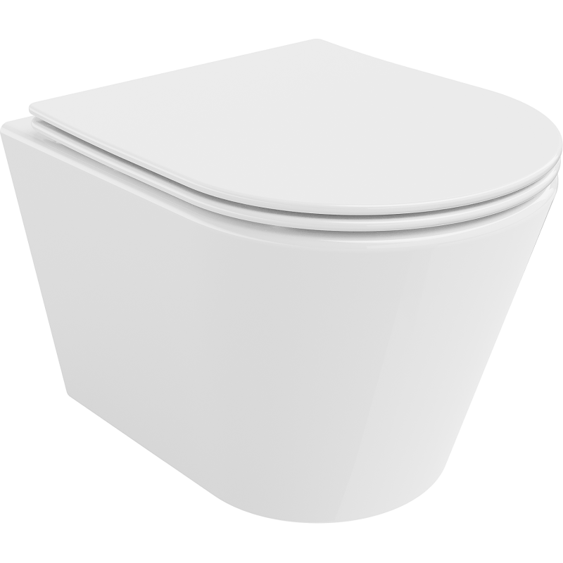 Mexen Rico Rimless toilet bowl with a slim soft close toilet seat, Thermosetting polymer, White - 30720400