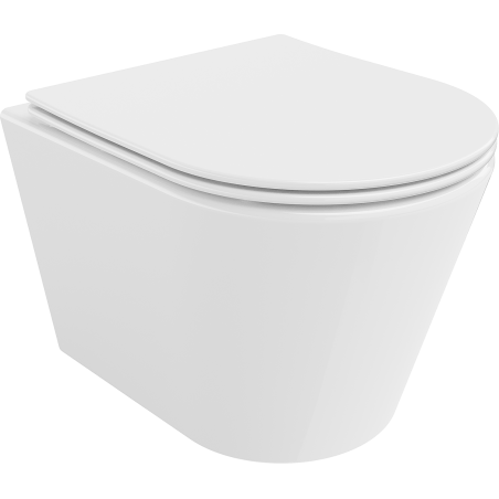 Mexen Rico Rimless toilet bowl with a slim soft close toilet seat, Thermosetting polymer, White - 30720400