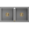 Mexen Mario granite sink 2-chamber 820 x 436 mm, grey, gold siphon - 6504822000-71-G