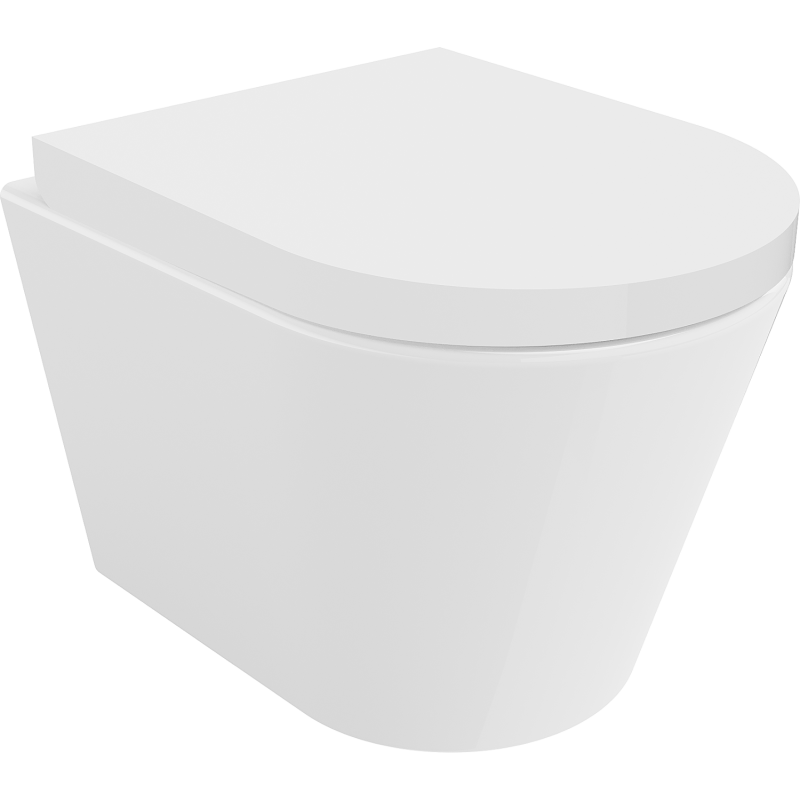 Mexen Rico Rimless toilet bowl with a hard soft close toilet seat, Thermosetting polymer, White - 30720200