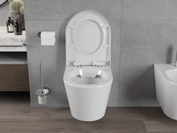Mexen Rico Rimless toilet bowl with a hard soft close toilet seat, Thermosetting polymer, White - 30720200